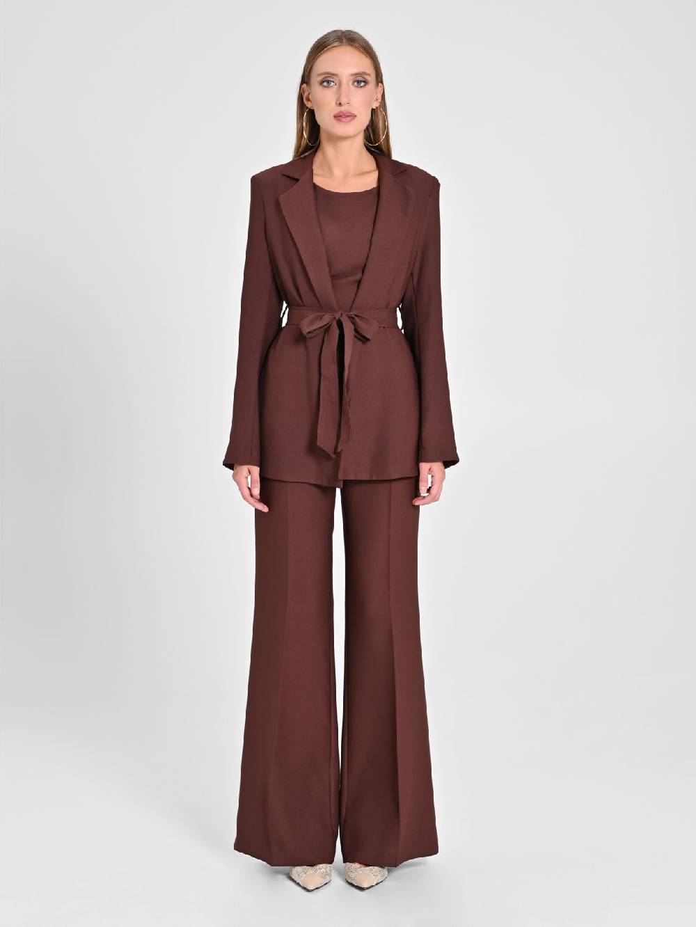 Rinascimento Giacca Vestaglia in Envers Satin Marrone Prezzo basso