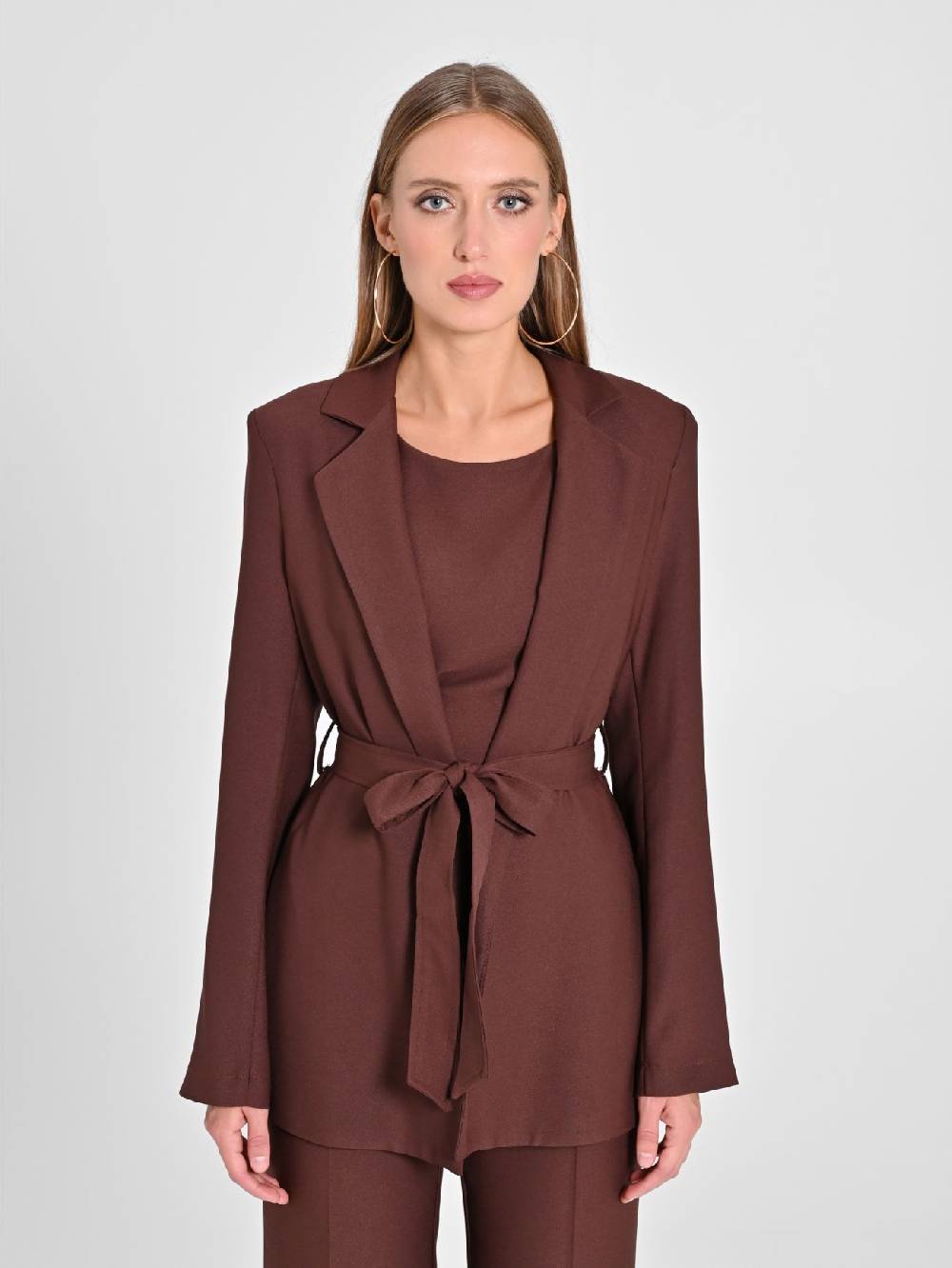 Rinascimento Giacca Vestaglia in Envers Satin Marrone Prezzo basso