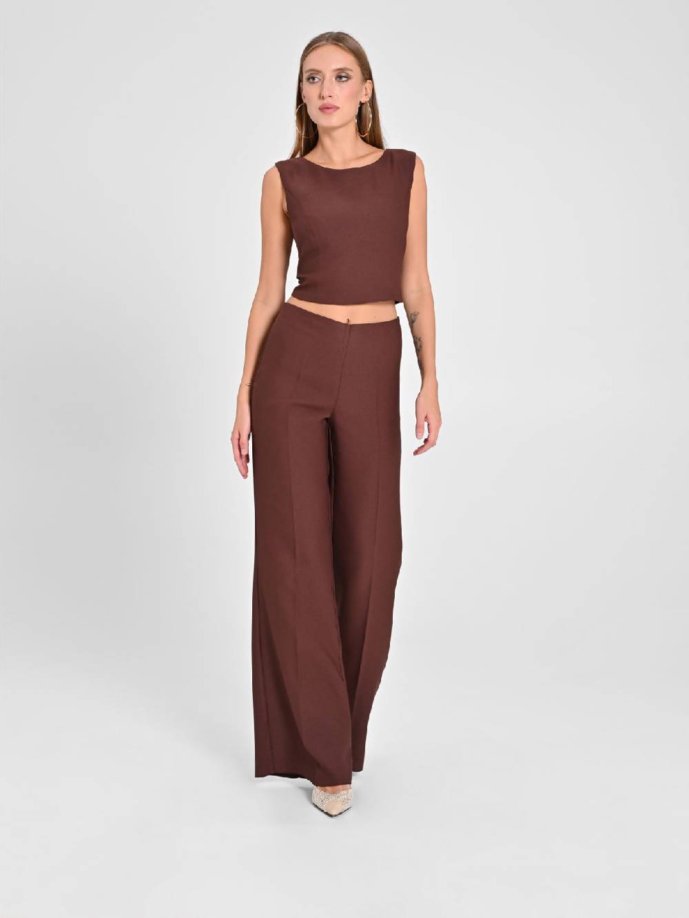 Rinascimento Pantaloni in Envers Satin Marrone Super Saving Price