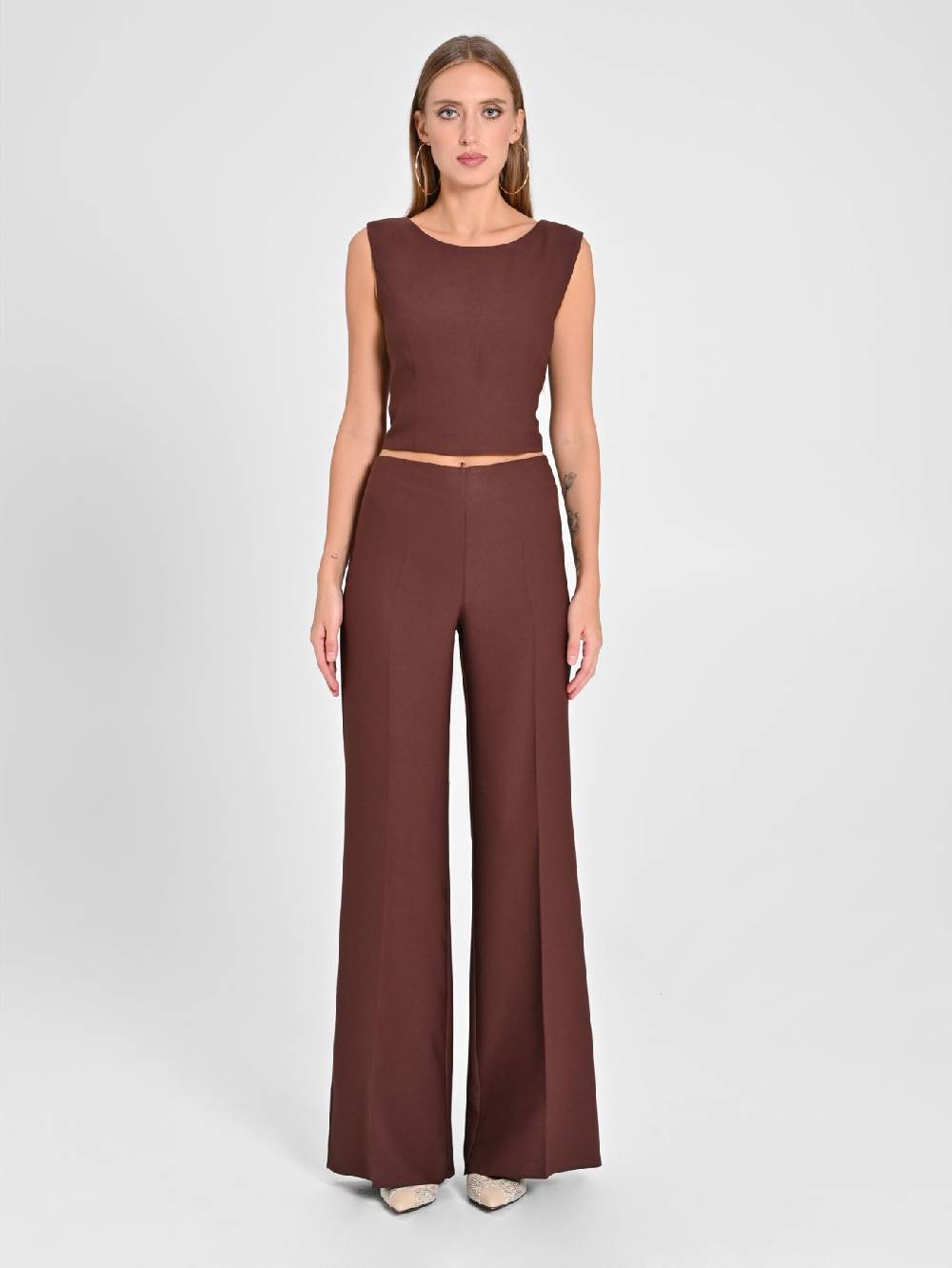 Rinascimento Pantaloni in Envers Satin Marrone Super Saving Price