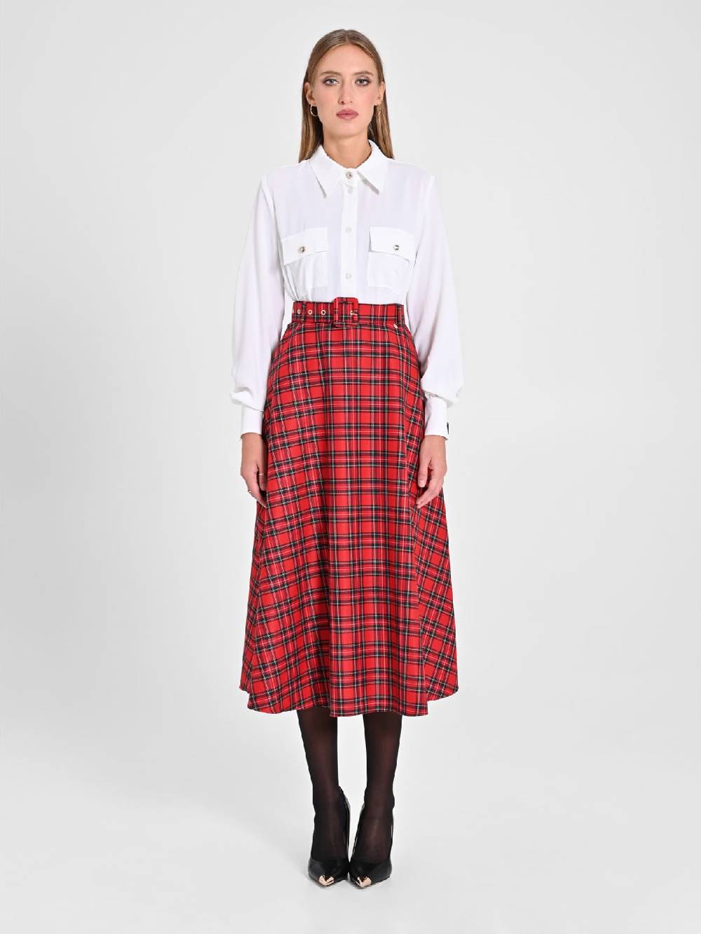 Rinascimento Gonna Midi in Tartan Latest stili