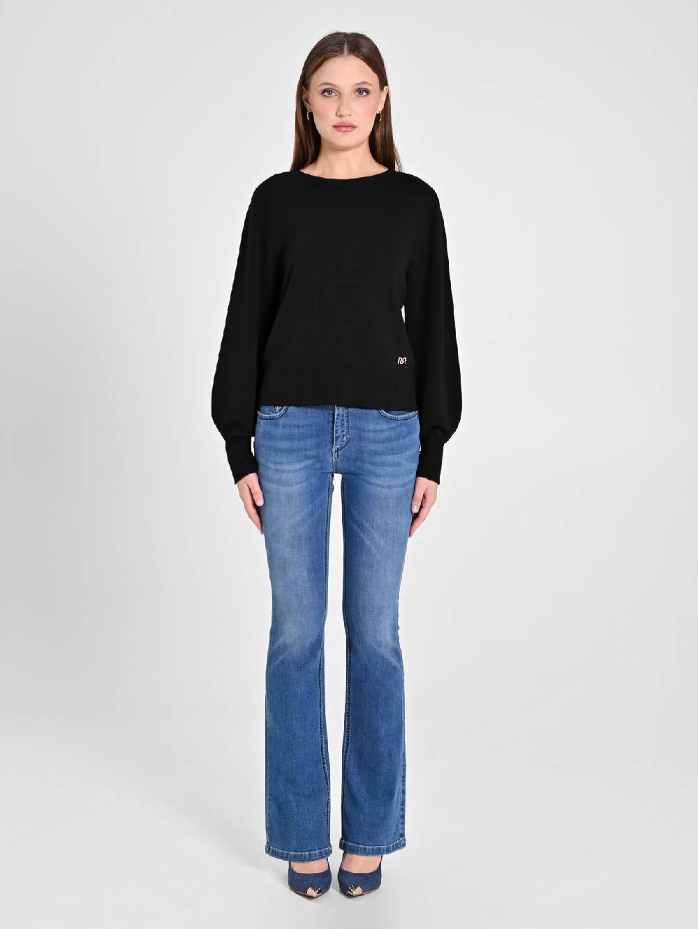 Rinascimento Maglioncino Lana Merino Extrafine Nero Sostegno trimestrale