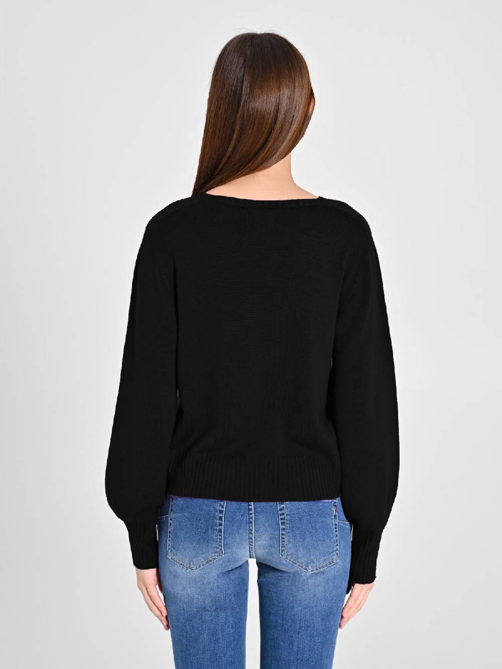 Rinascimento Maglioncino Lana Merino Extrafine Nero Sostegno trimestrale