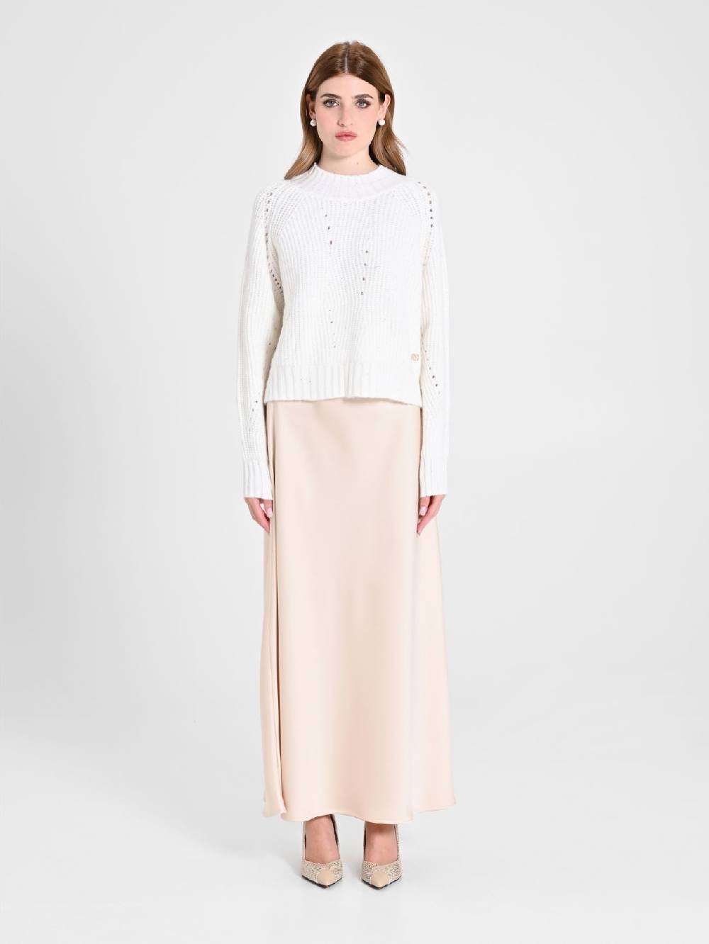 Rinascimento Maglia Bianca treccia Paillettes Officina
