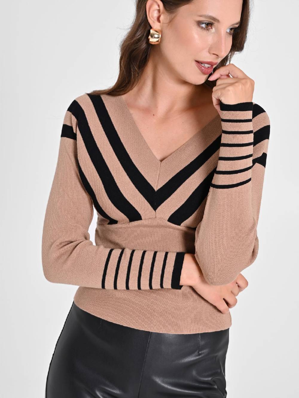 Rinascimento Maglioncino Beige a Righe Nere Duty-free