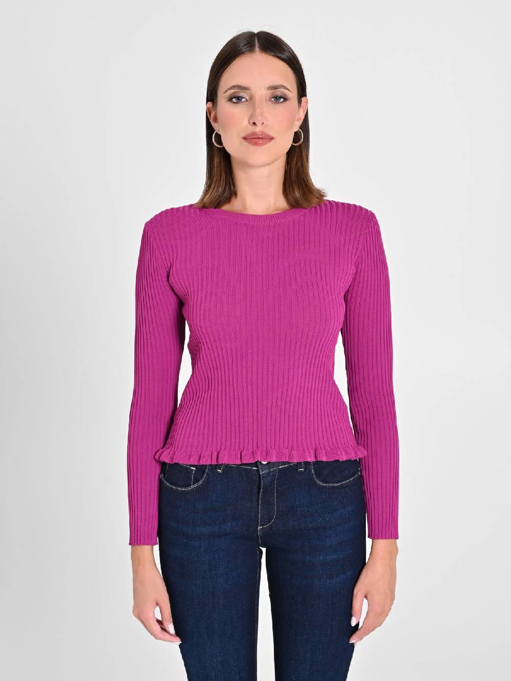 Rinascimento Maglioncino a Coste Viola Melanzana 50% di sconto per tempo limitato