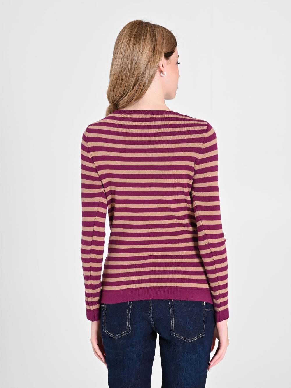 Rinascimento Maglioncino a Righe Beige & Bordeaux Italia