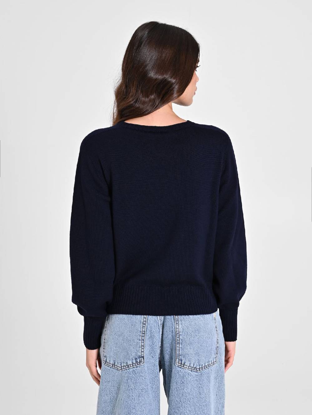 Rinascimento Maglioncino Lana Merino Extrafine Blu Donna Pezzi Unici