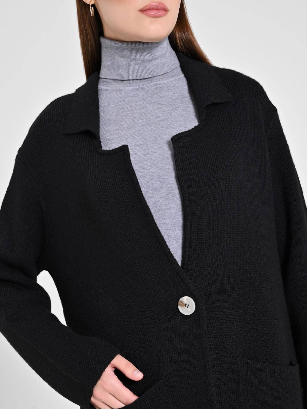 Rinascimento Maxi Cardigan nero Consegna Veloce