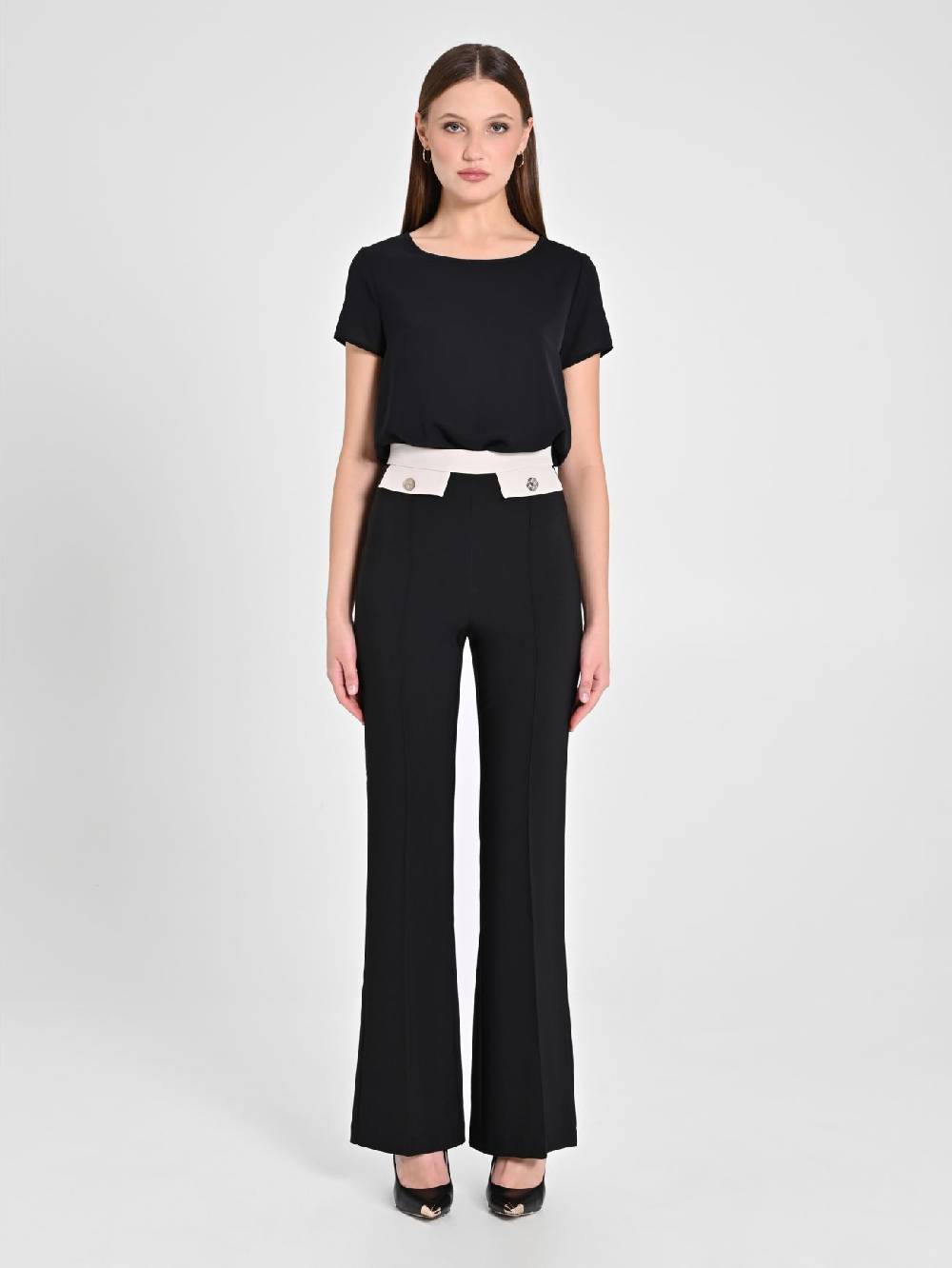 Rinascimento Pantalone Bicolor Nero & Beige Promozione Limitata