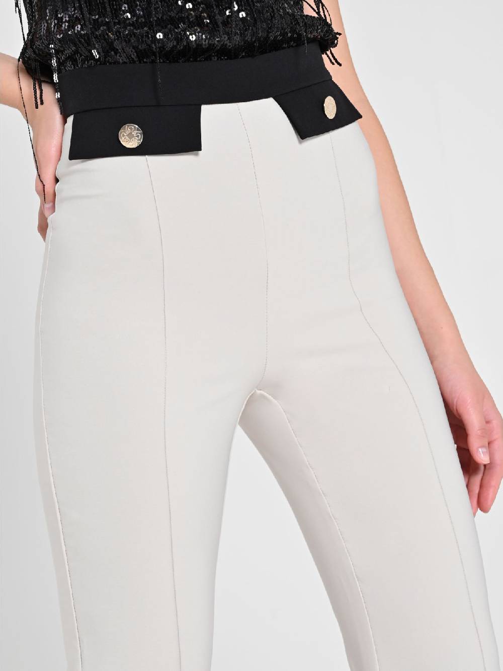 Rinascimento Pantalone Bicolor Beige & Nero Fino Al -60%