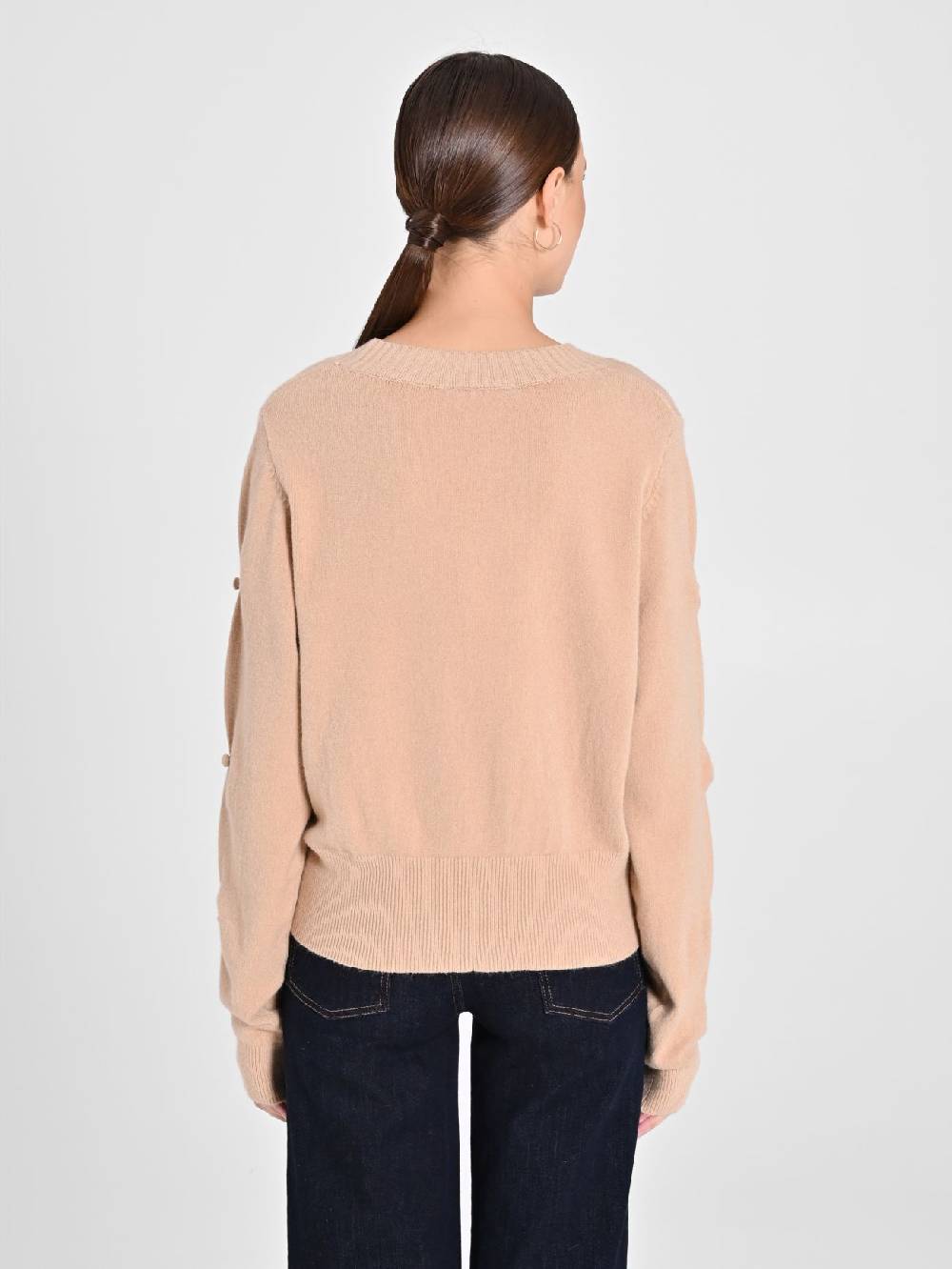 Rinascimento Maglione Cammello con Bottoni Ricoperti Sottocosto