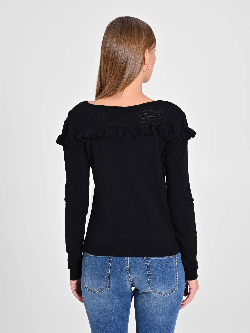Rinascimento Cardigan Nero con Rouches Convenienza