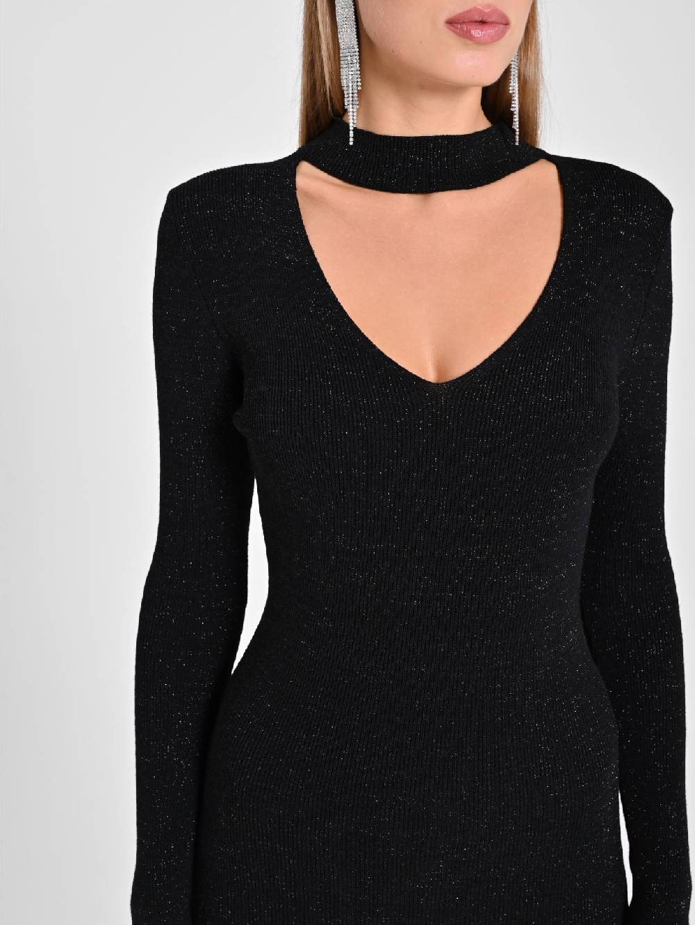Rinascimento Abito Nero Lurex in Maglia Economico