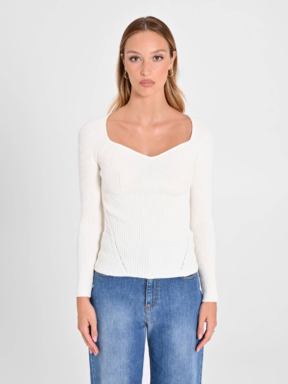 Rinascimento Maglia Bianca con Scollo a Cuore Nuova