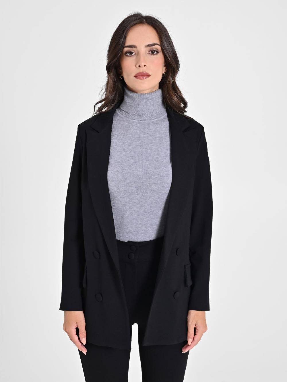 Rinascimento Giacca Aperta in Punto Milano Nero Bestseller