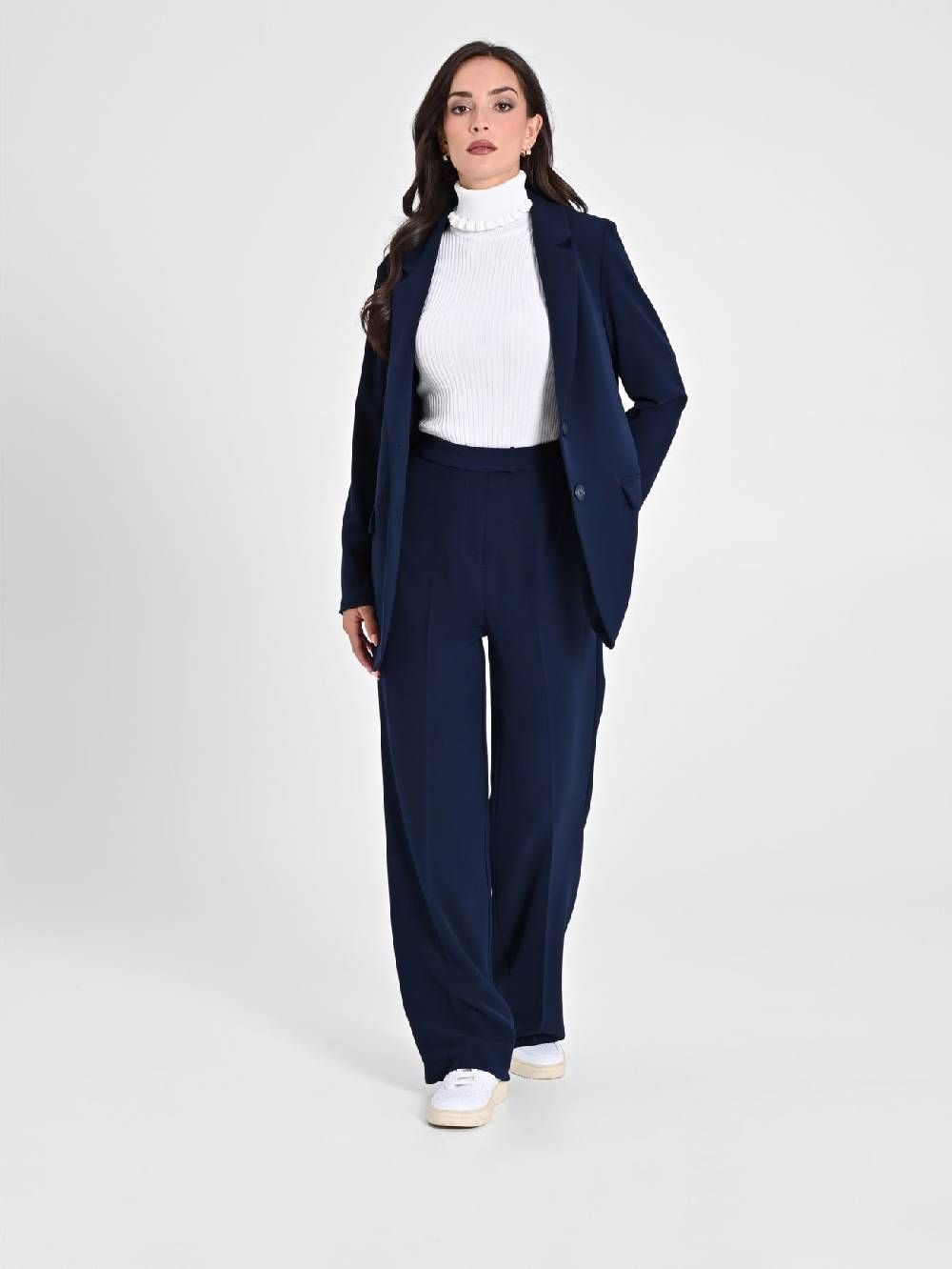 Rinascimento Pantalone Palazzo Blu in Crepe Fino al 55% di sconto