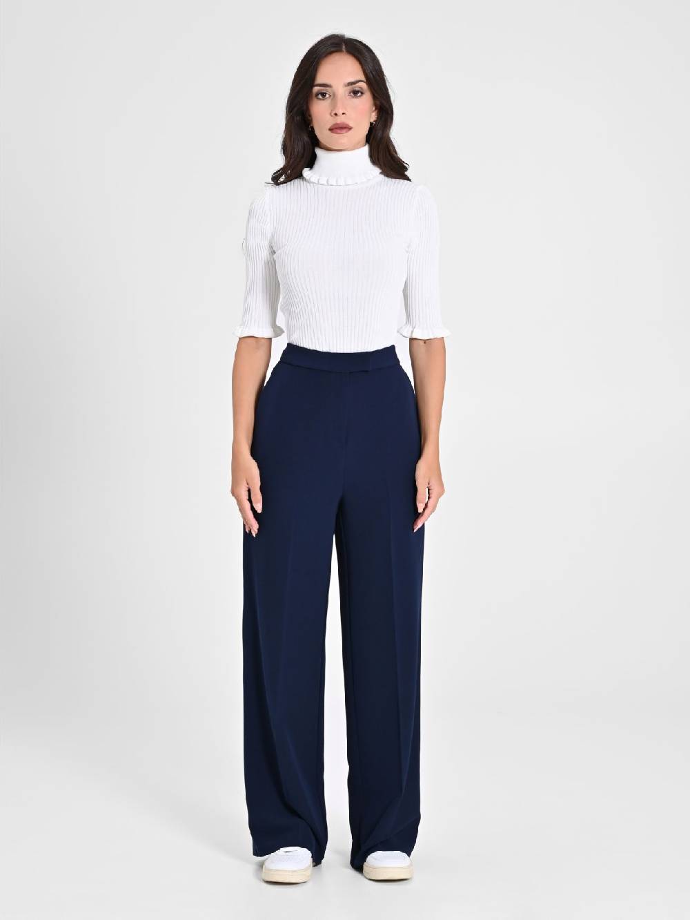 Rinascimento Pantalone Palazzo Blu in Crepe Fino al 55% di sconto