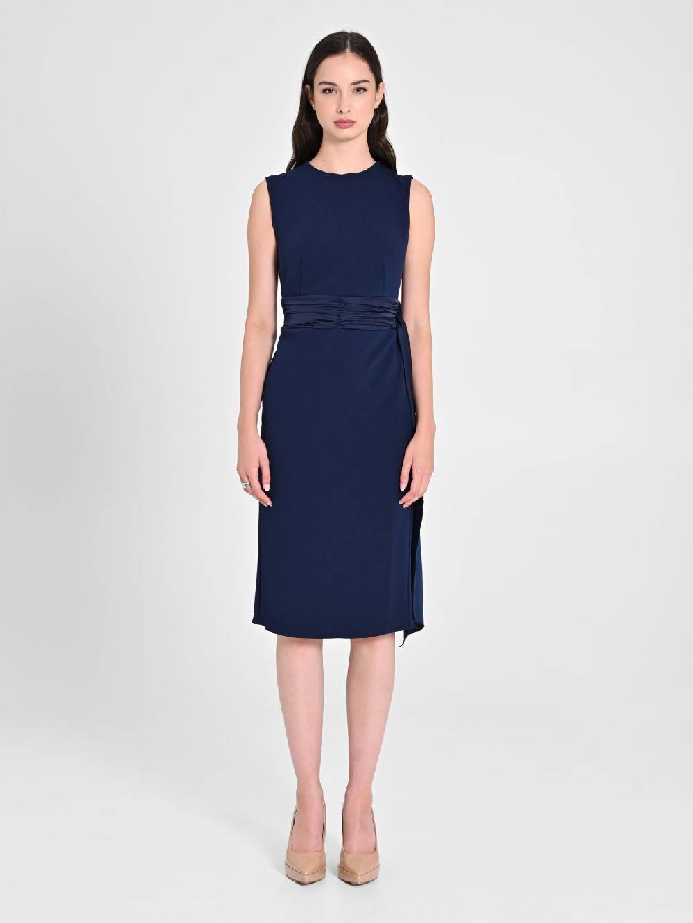Rinascimento Tubino in Scuba mano Crepe Blu Donna Super sconto