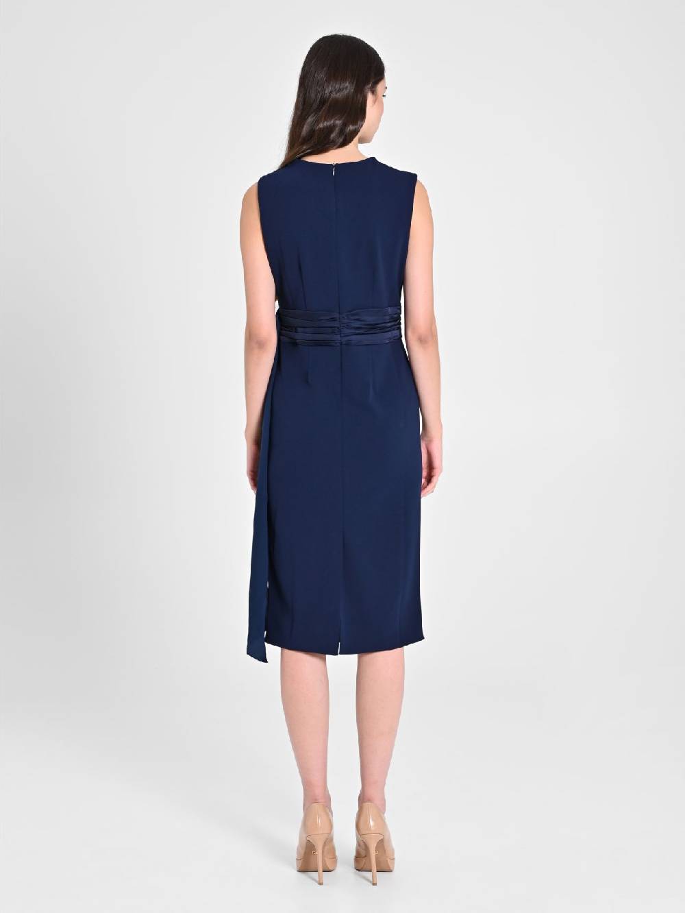Rinascimento Tubino in Scuba mano Crepe Blu Donna Super sconto