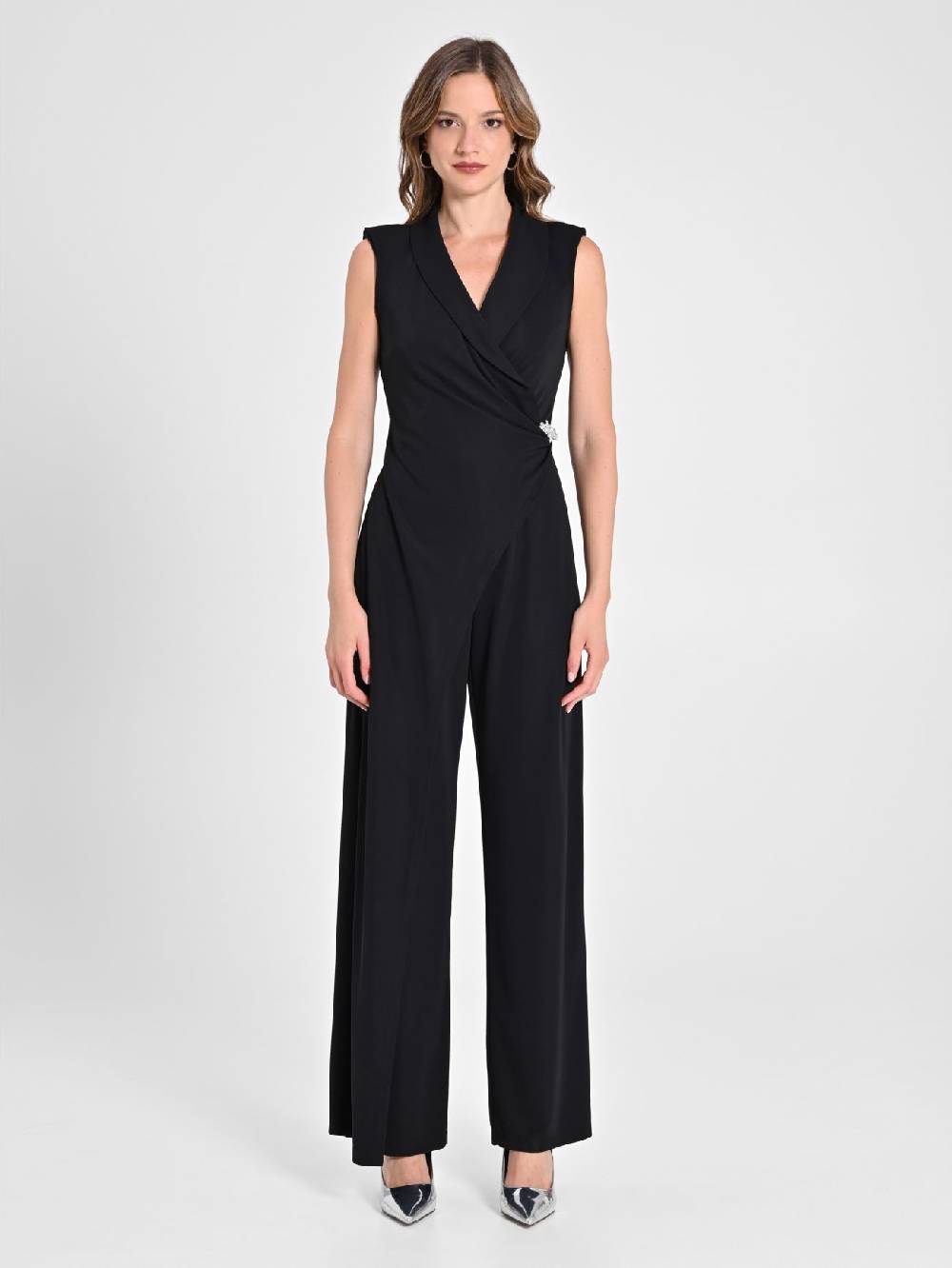 Rinascimento Tuta Tuxedo in Tessuto Fluido Nero Black Friday Prezzi