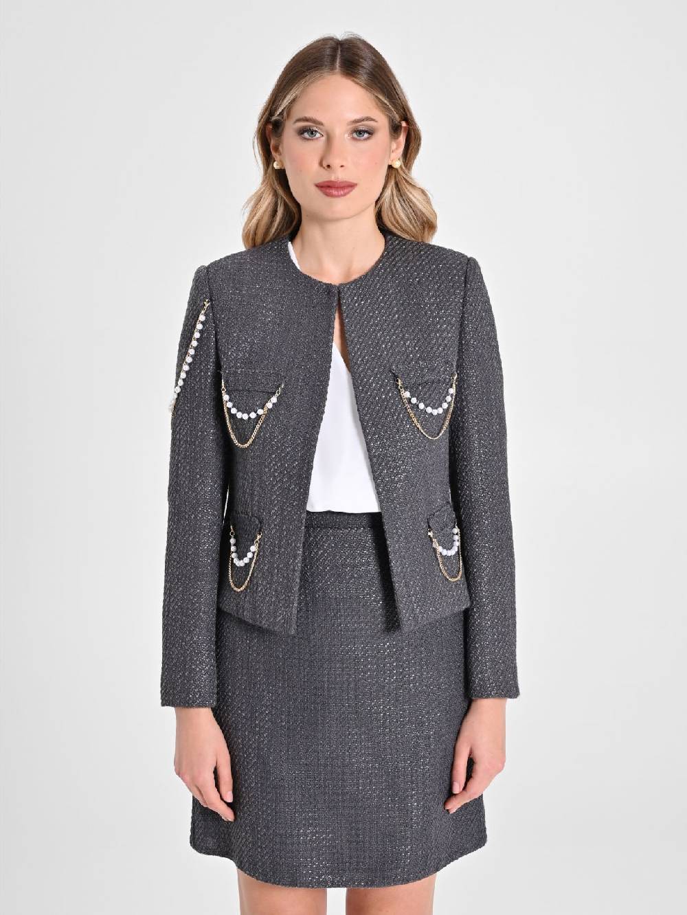 Rinascimento Giacca Corta in Tweed Italy