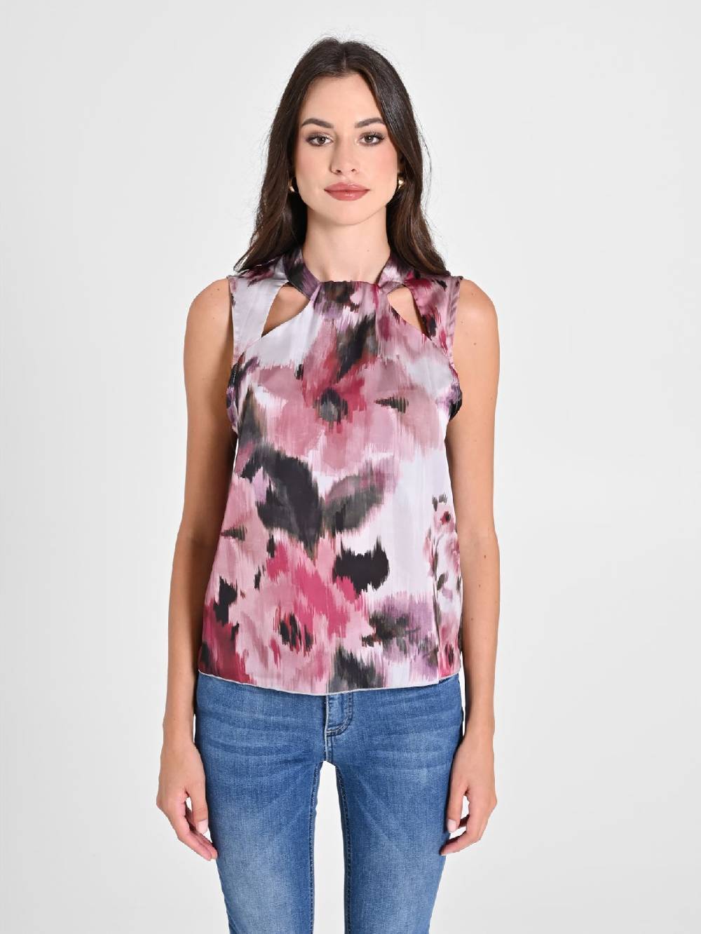 Rinascimento Blusa stampa Fiori Astratti Consegna Veloce
