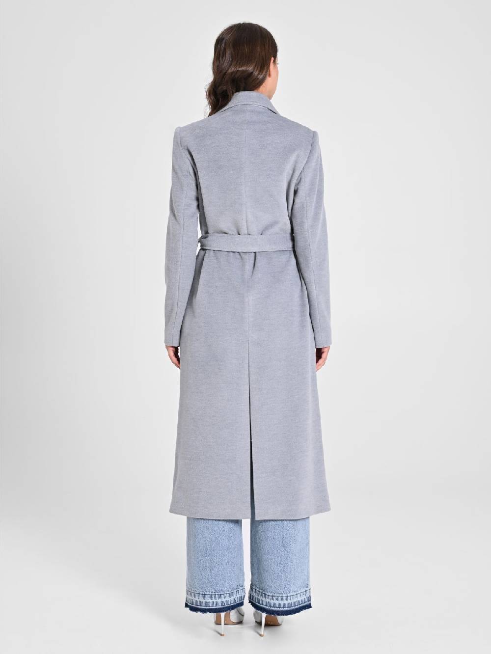 Rinascimento Maxi Cappotto Grigio con Cintura Sottocosto
