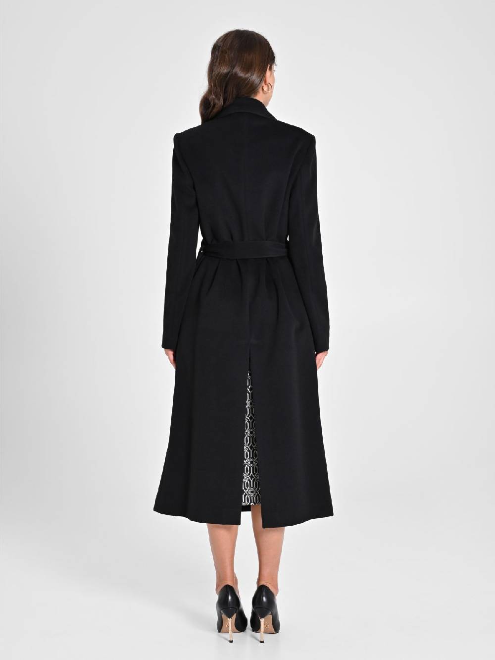 Rinascimento Maxi Cappotto Nero con Cintura Novità