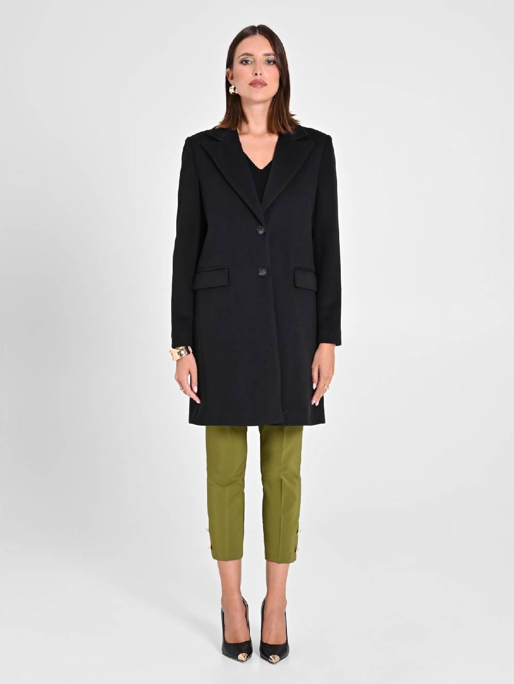 Rinascimento Cappotto Medio Nero Economico