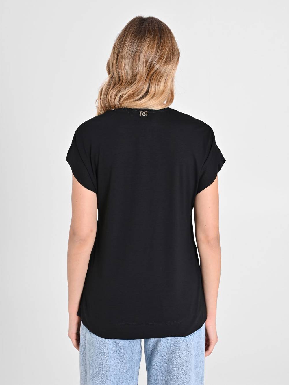 Rinascimento Blusa Envers Satin Nera Nuova