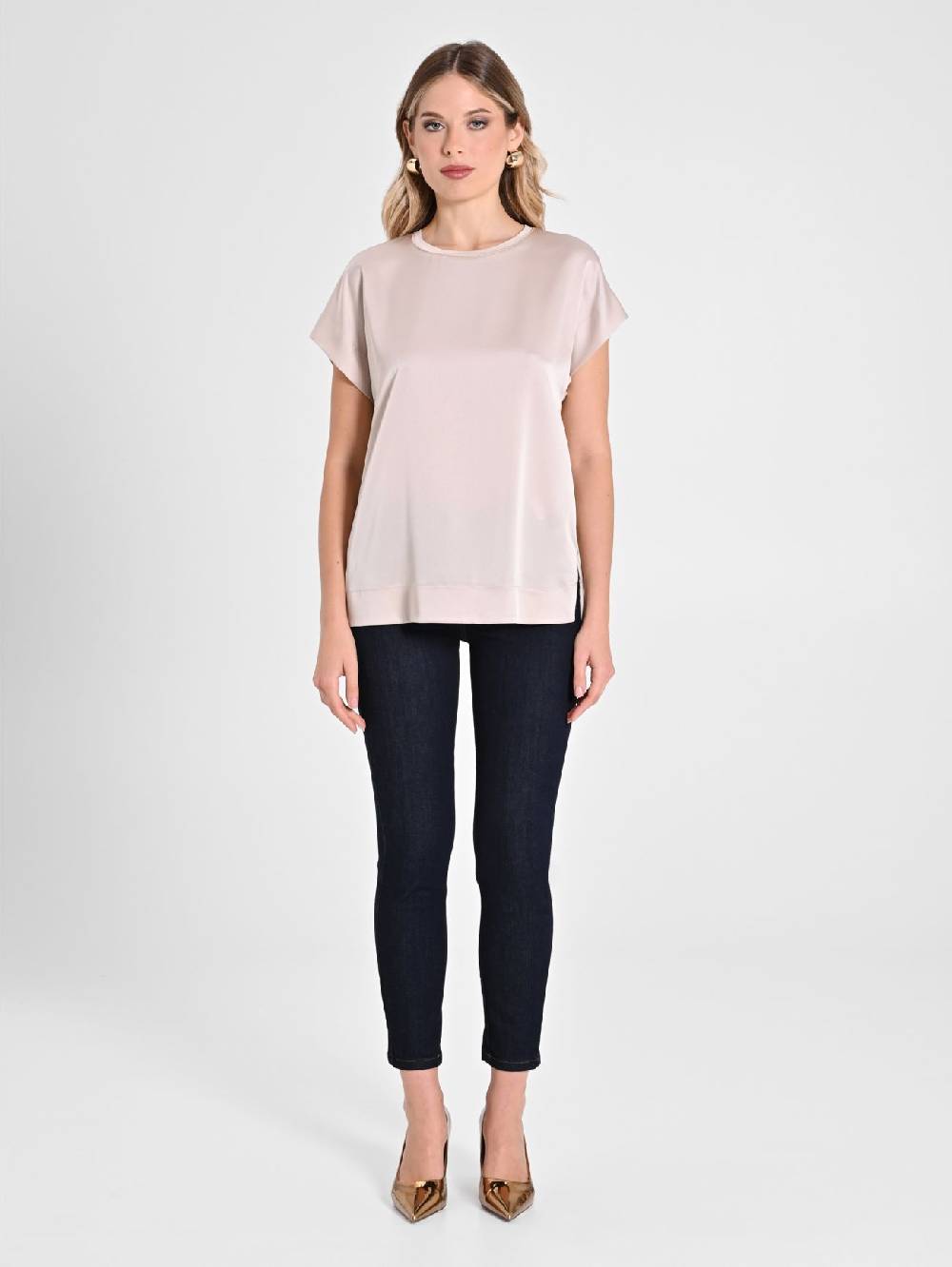 Rinascimento Blusa Envers Satin Beige Sconto di tempo limitato