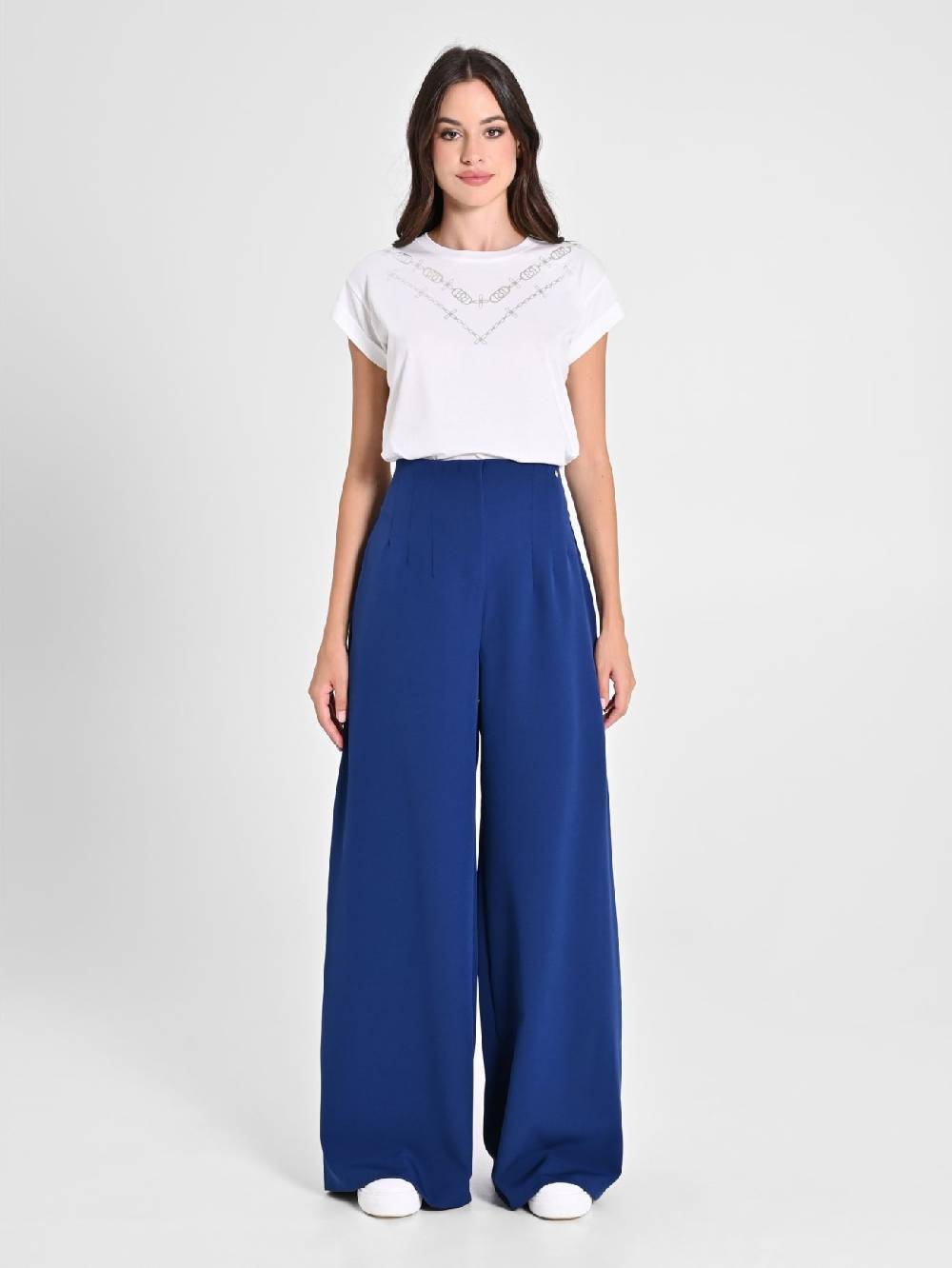 Rinascimento Pantaloni Wide Leg Blu Navy Cyber Monday