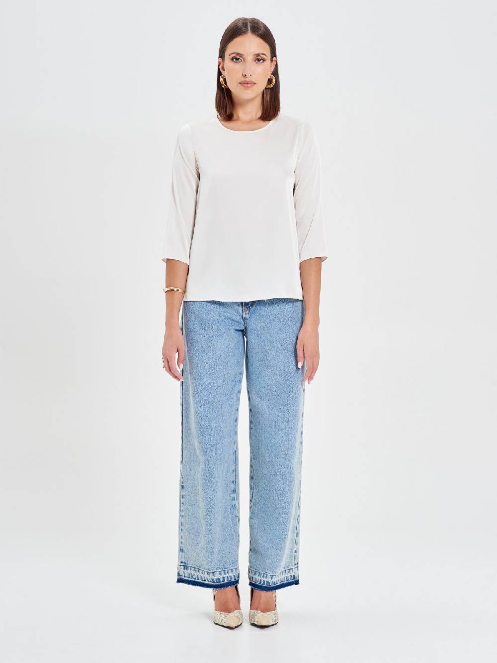 Rinascimento Blusa in Raso Bianco Avorio Latest fashion