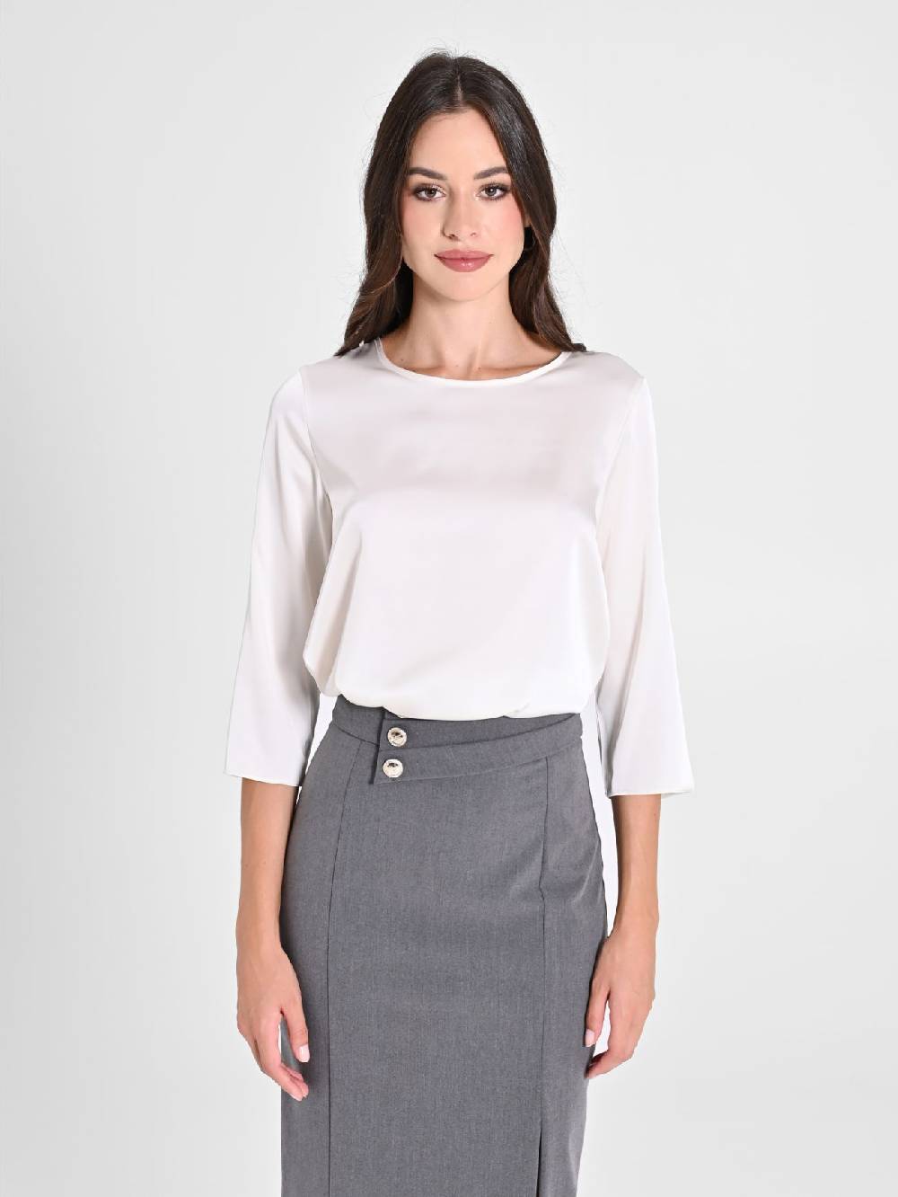 Rinascimento Blusa in Raso Bianco Avorio Latest fashion