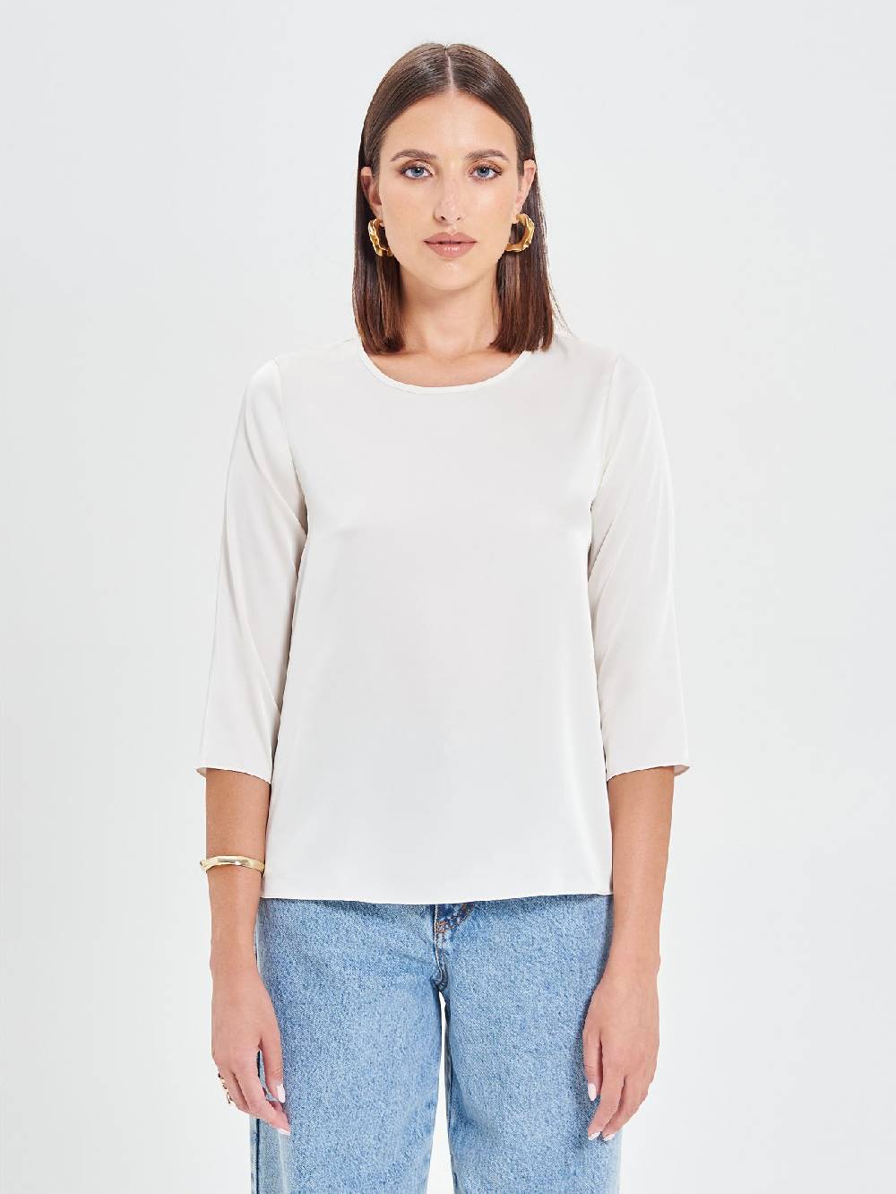 Rinascimento Blusa in Raso Bianco Avorio Latest fashion