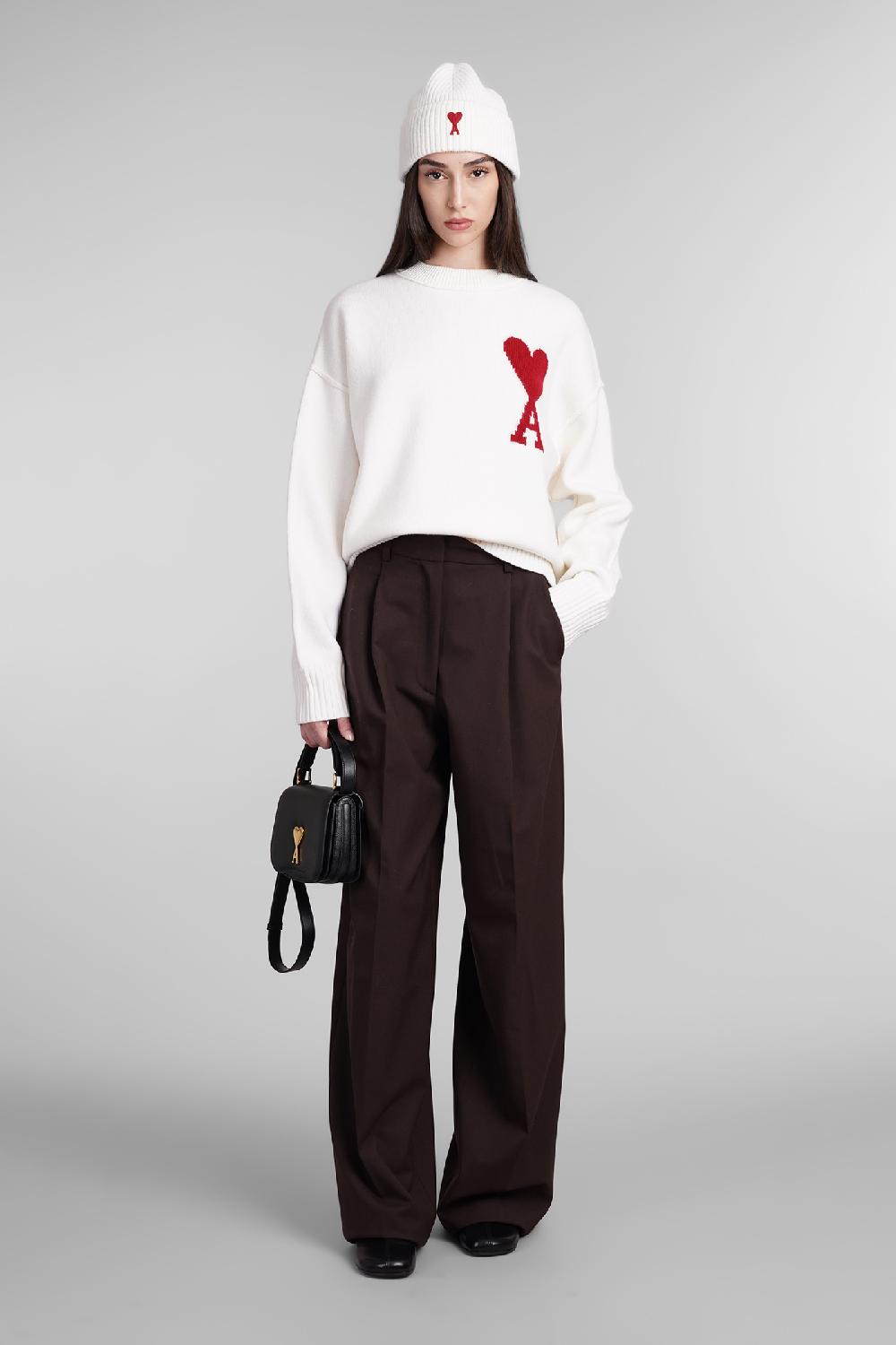 ﻿Deliberti Ami Paris Maglia in lana bianca cod. 403271 - Deliberti The Luxury Shopping Spedizione Gratuita