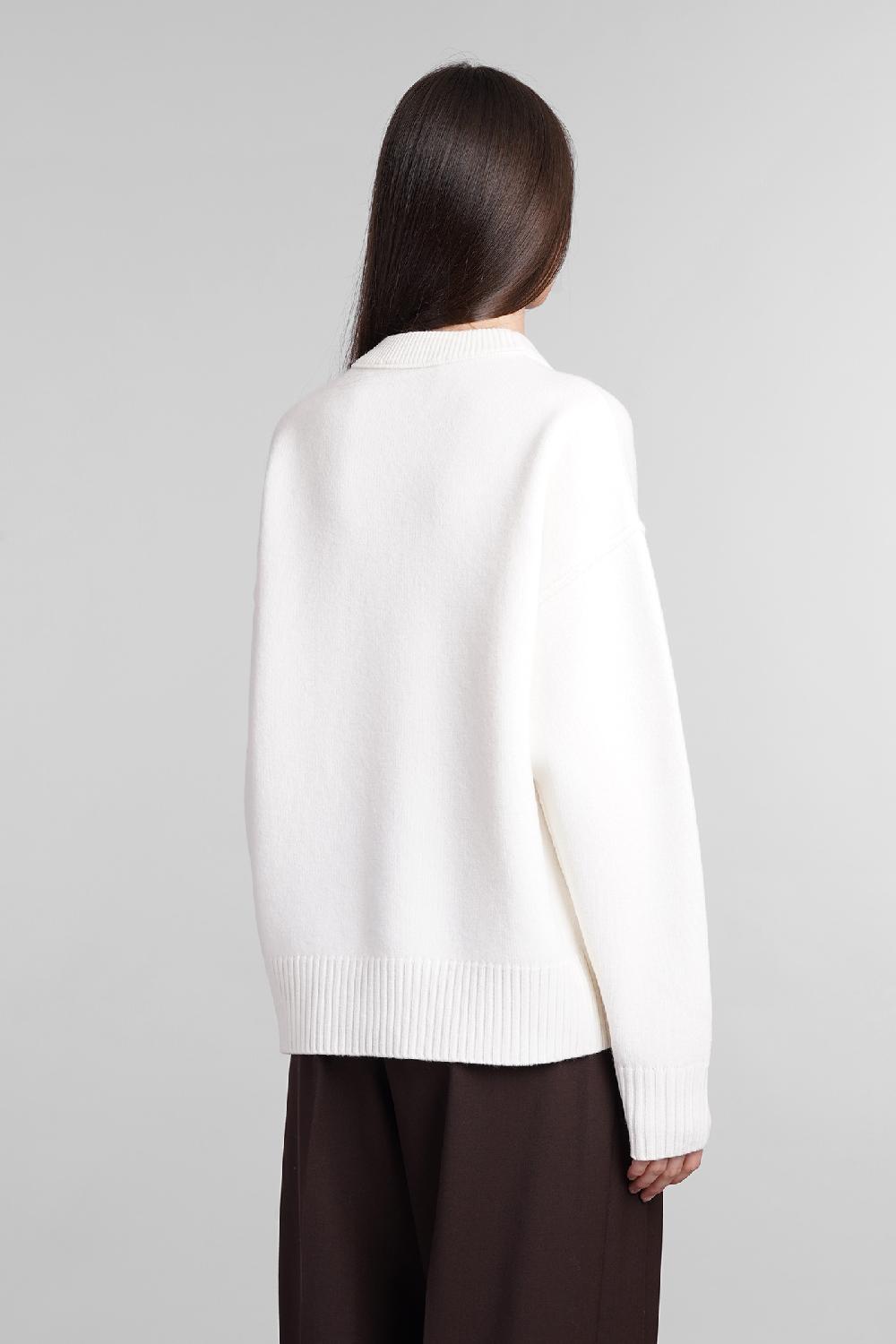 ﻿Deliberti Ami Paris Maglia in lana bianca cod. 403271 - Deliberti The Luxury Shopping Spedizione Gratuita