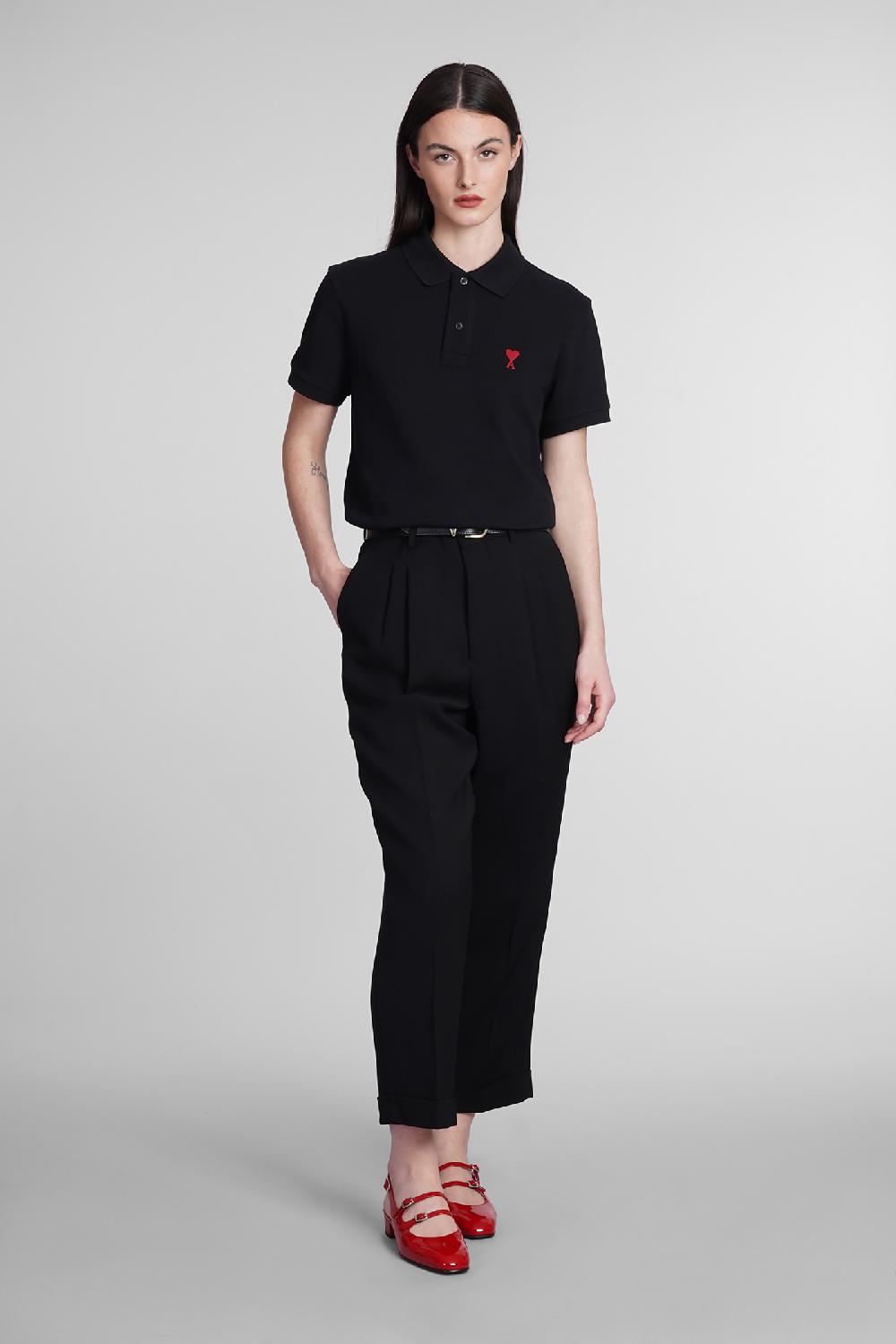 Deliberti Ami Paris Polo in cotone nero cod. 393421 - Deliberti The Luxury Shopping Saldi