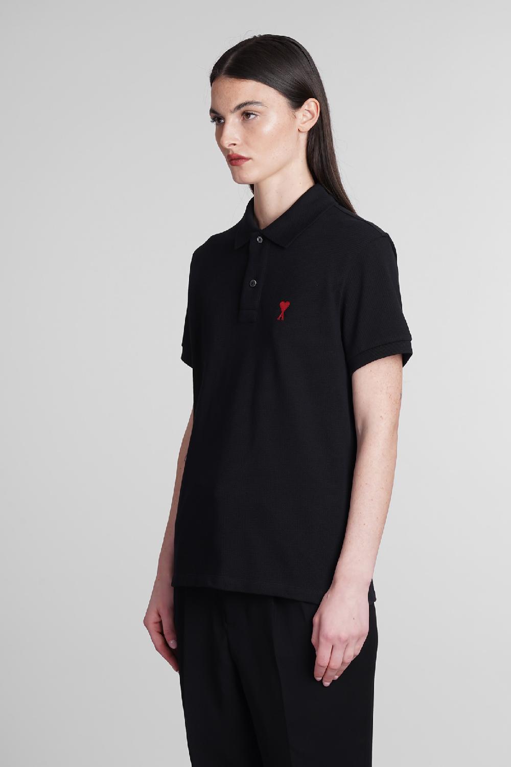 Deliberti Ami Paris Polo in cotone nero cod. 393421 - Deliberti The Luxury Shopping Saldi