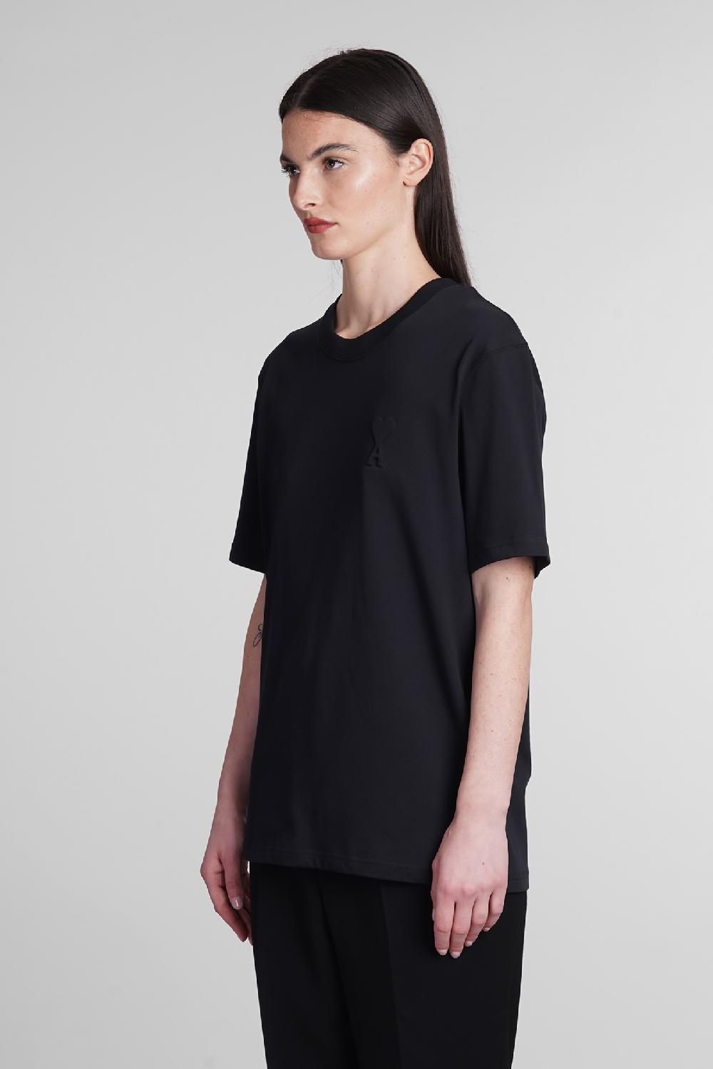 Deliberti Ami Paris T-shirt in cotone nero cod. 393428 - Deliberti The Luxury Shopping Saldi Di Fabbrica