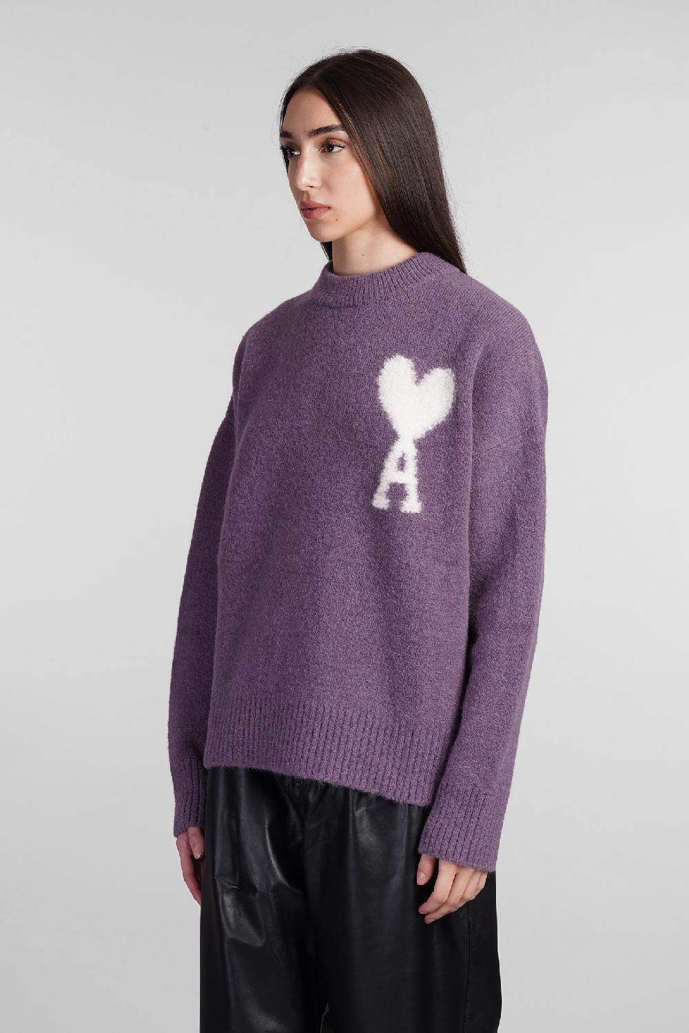 Deliberti Ami Paris Maglia in lana viola cod. 406930 - Deliberti The Luxury Shopping Moda