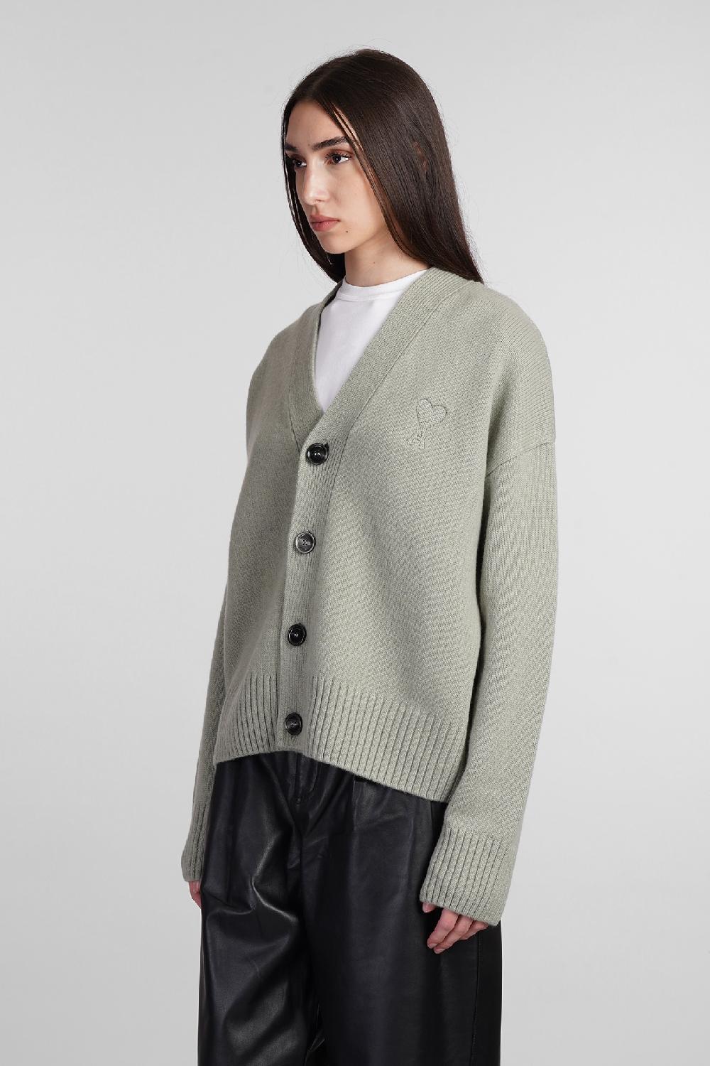 Deliberti Ami Paris Cardigan in lana verde cod. 406931 - Deliberti The Luxury Shopping 2025