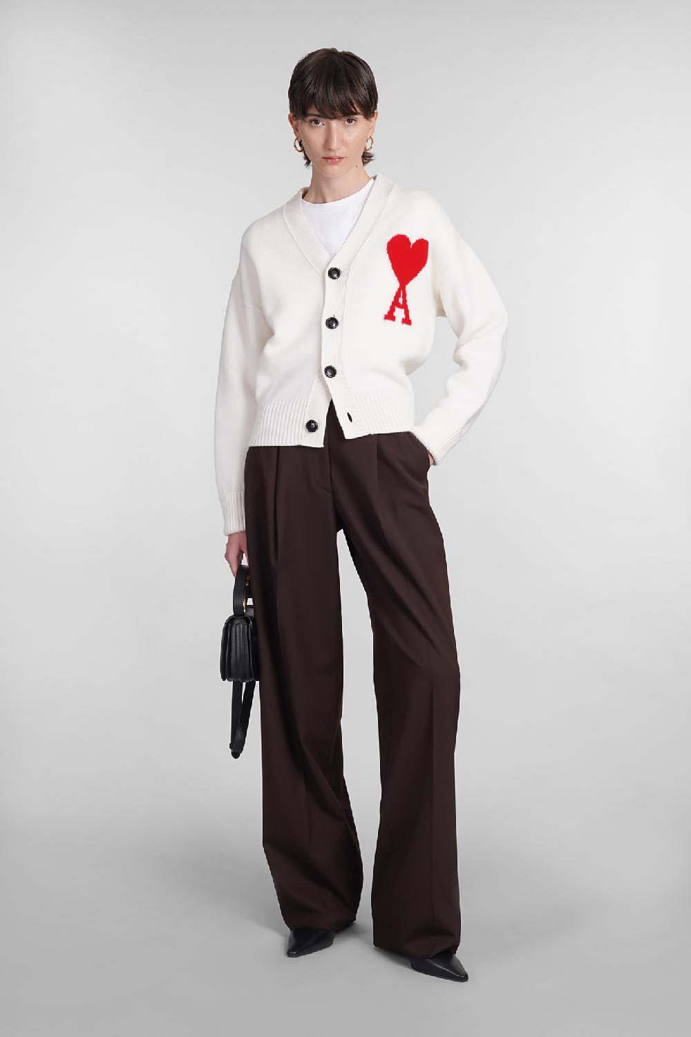 Deliberti Ami Paris Cardigan in lana beige cod. 402078 - Deliberti The Luxury Shopping In Linea