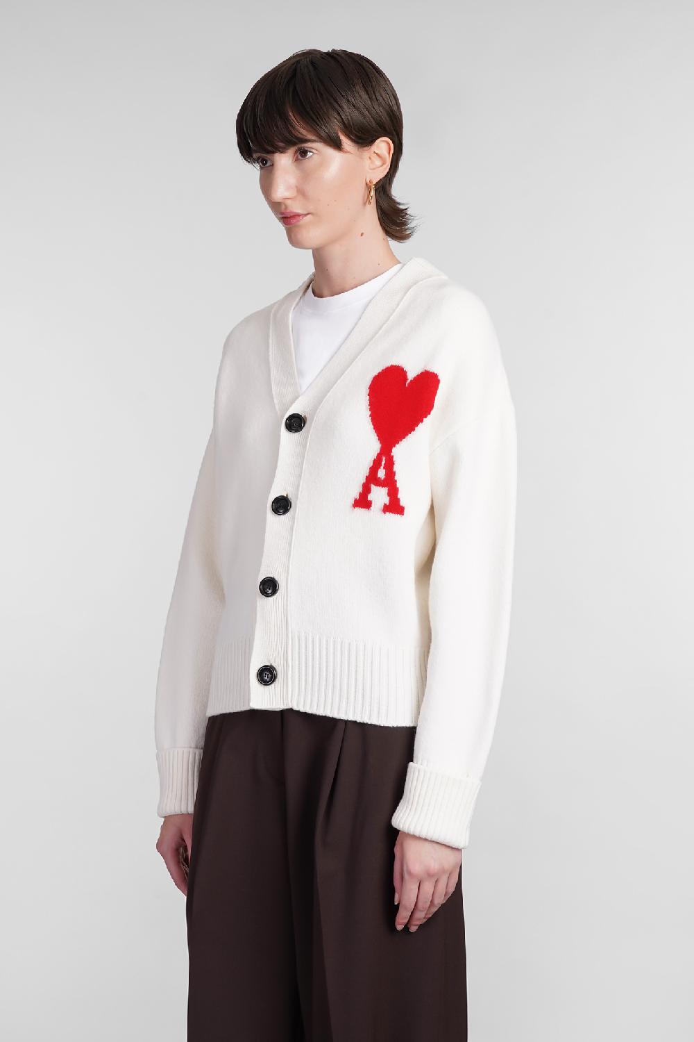 Deliberti Ami Paris Cardigan in lana beige cod. 402078 - Deliberti The Luxury Shopping In Linea