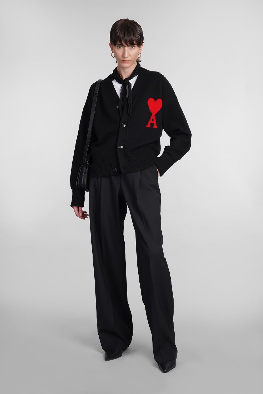 Deliberti Ami Paris Cardigan in lana nera cod. 402079 - Deliberti The Luxury Shopping Qualità
