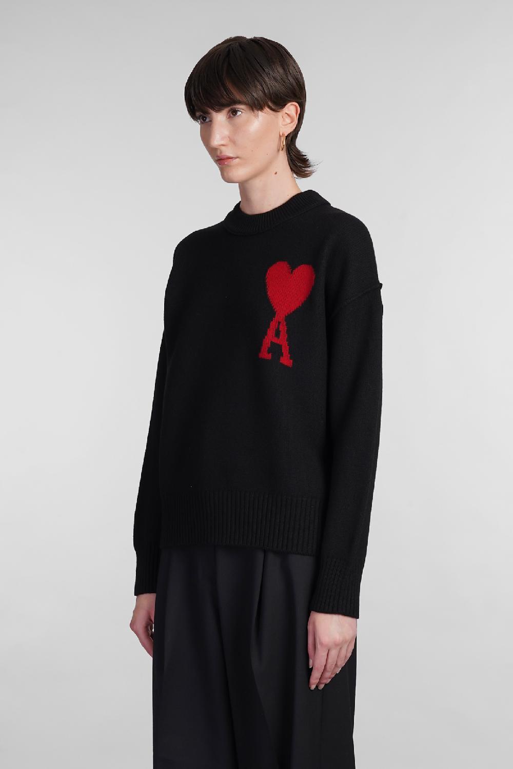 Deliberti Ami Paris Maglia in lana nera cod. 402080 - Deliberti The Luxury Shopping Promozione