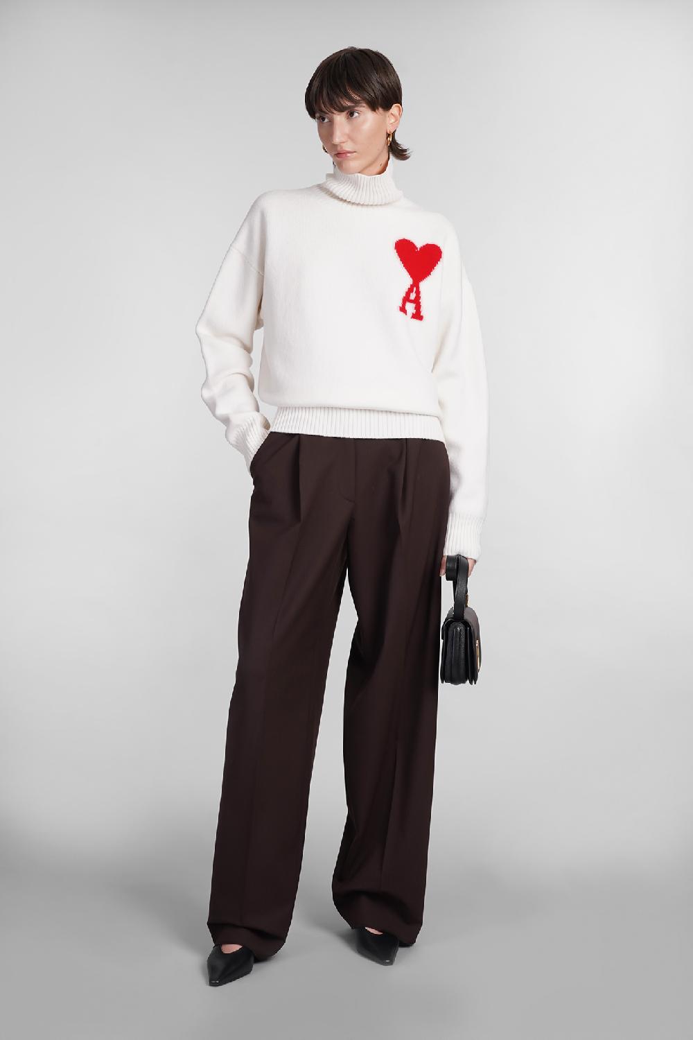 Deliberti Ami Paris Maglia in lana beige cod. 402081 - Deliberti The Luxury Shopping Pezzi Unici