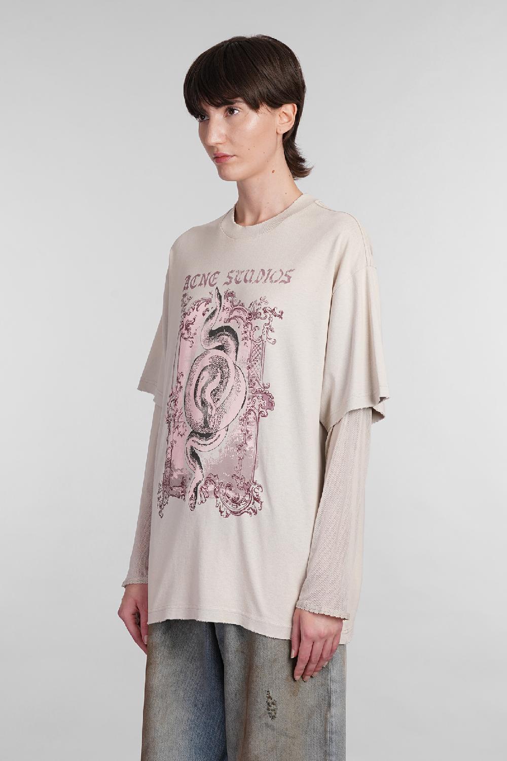 Deliberti Acne Studios T-shirt in cotone beige cod. 402970 - Deliberti The Luxury Shopping Saldi Di Fabbrica