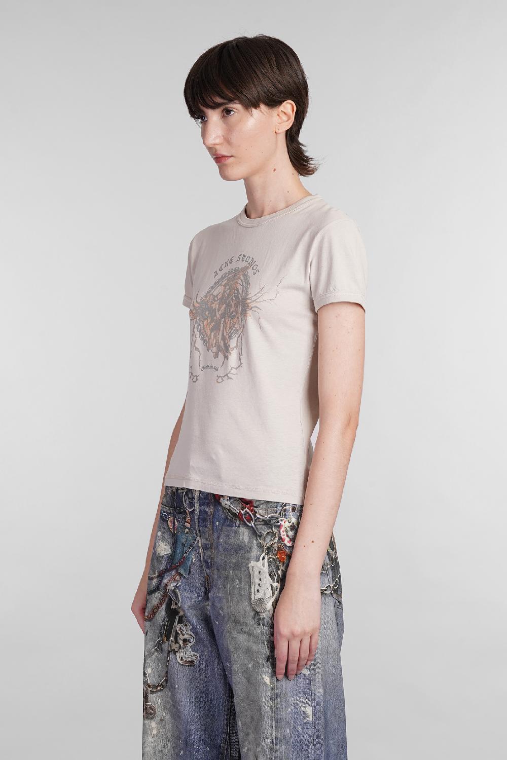 Deliberti Acne Studios T-shirt in cotone beige cod. 402972 - Deliberti The Luxury Shopping Sconto